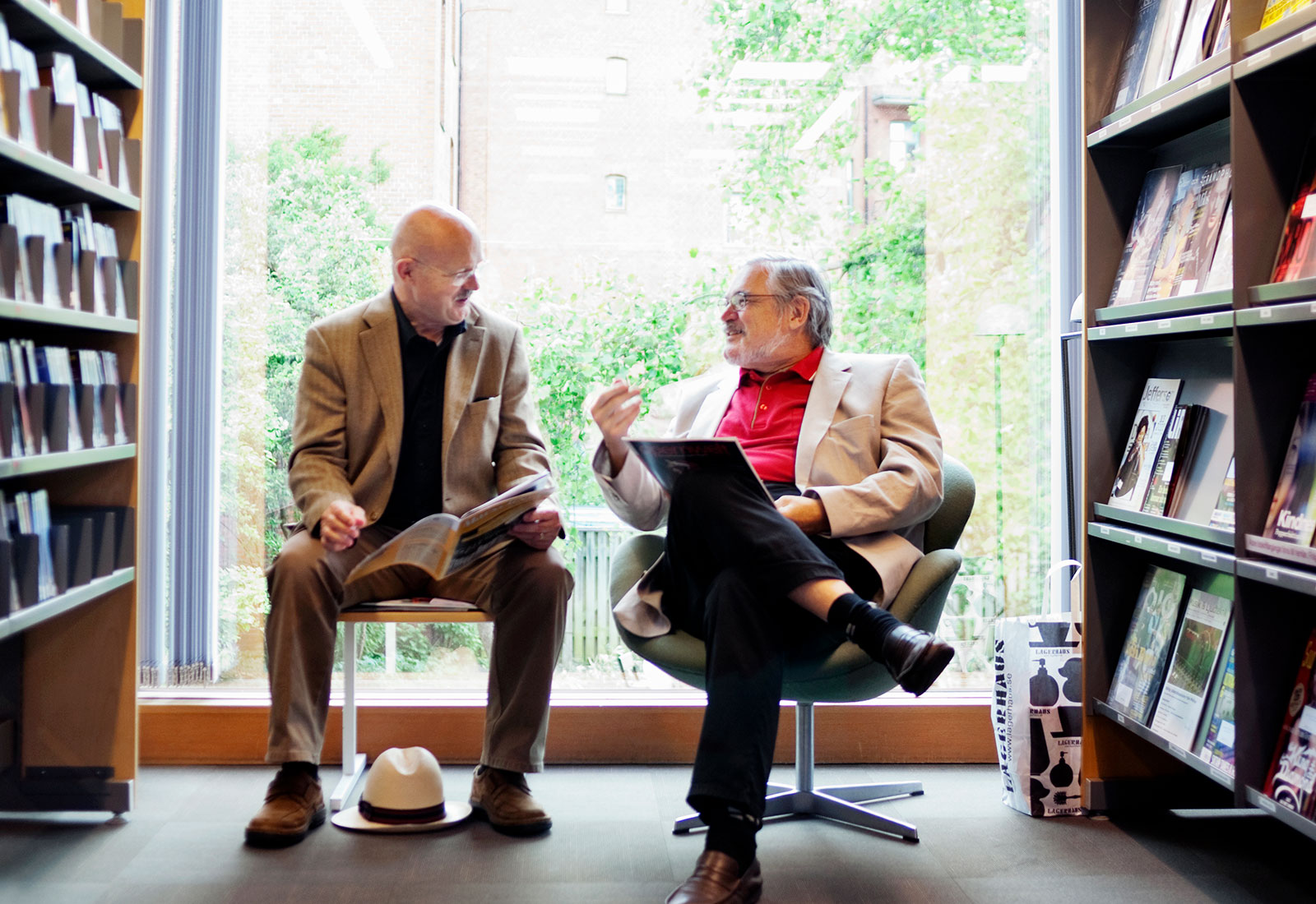 Two having a Library Discussion