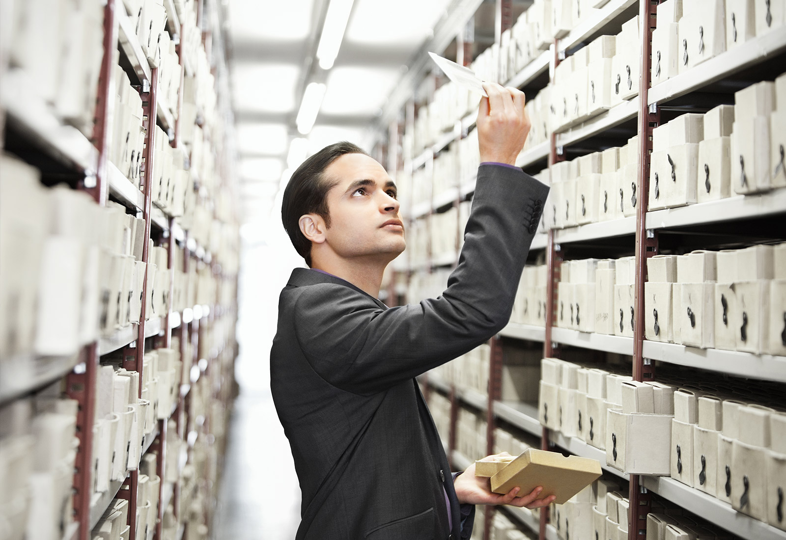 Man searching archives
