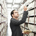 Man searching archives