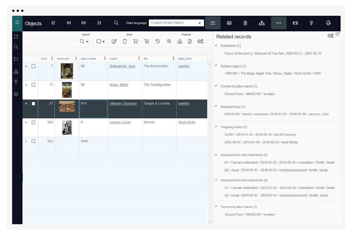 Axiell Collections related records view