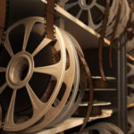 film reels on shelves
